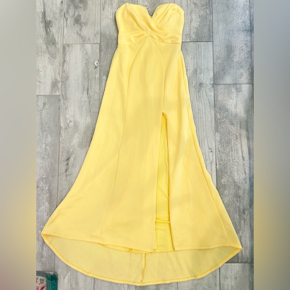 B Darlin Yellow Strapless Formal Dress